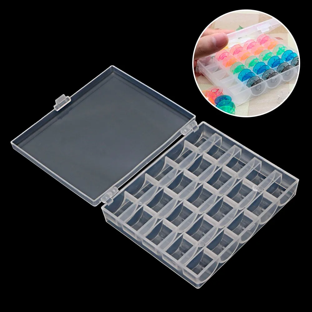 

NEW 1PC Empty Transparent Sewing Machine Bobbin Case Spool Organizer Storage Box
