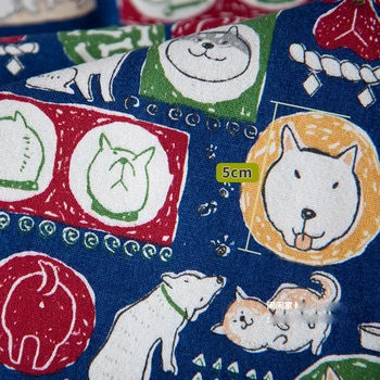 

Imported cotton cloth thickened cotton and linen garment Cloth Printed Shiba Inu