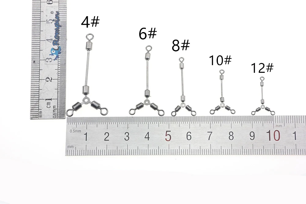 Rompin 10 шт., визуально удлиняющие ноги O-shape форме, благодаря чему создается ощущение невесомости с Рыбалка Разъем Вращающийся шарнир из Нержавеющая сталь 3 Way рыболовный Вертлюг морские рыболовные аксессуары