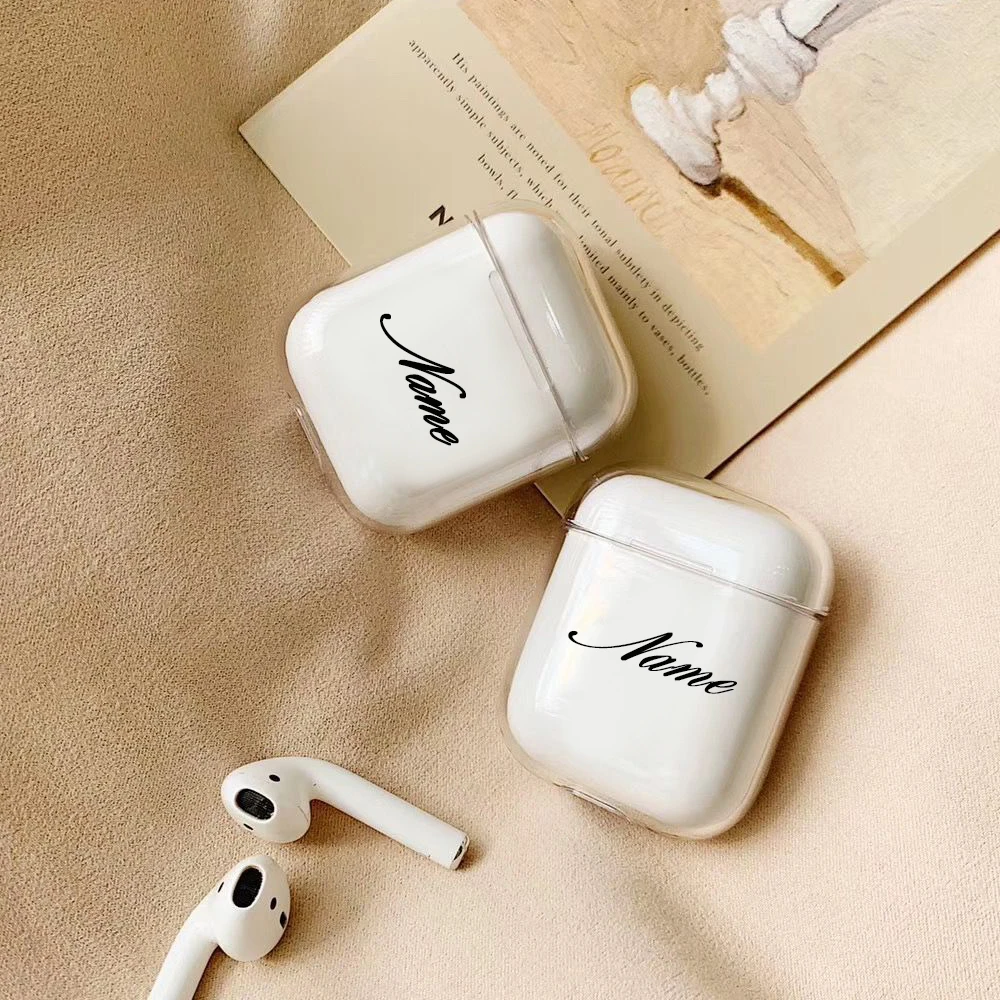 

For airpod case custom name and pattern Clear Transparent Hard Plastic Cute Case For Air Pods DIY Customized Letters And pattern