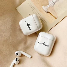 For airpod case custom name and pattern Clear Transparent Hard Plastic Cute Case For Air Pods DIY Customized Letters And pattern