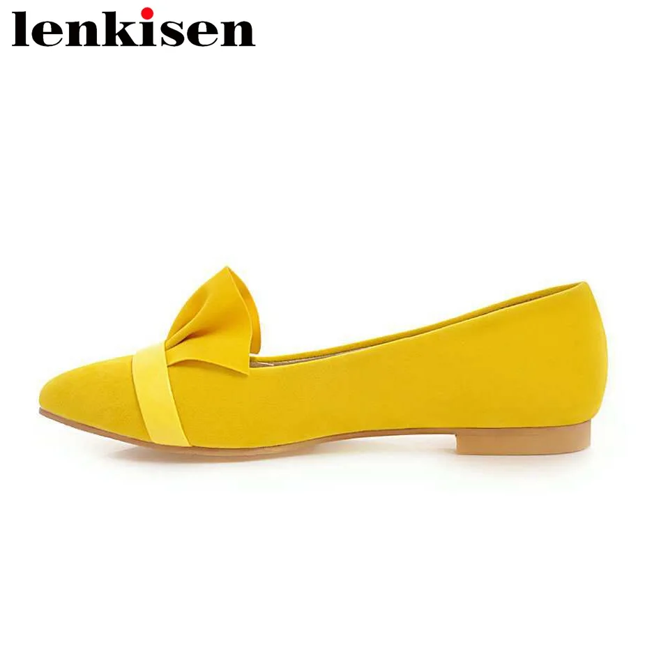 

Lenkisen 2018 new arrival pu solid Ruffle folds pointed toe slip on plus size simple style wedding women shallow fairy flats L5