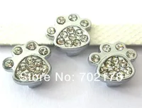 50pcs  paw 10mm Slide Charms Fit Pet Dog Cat Tag Collar Wristband