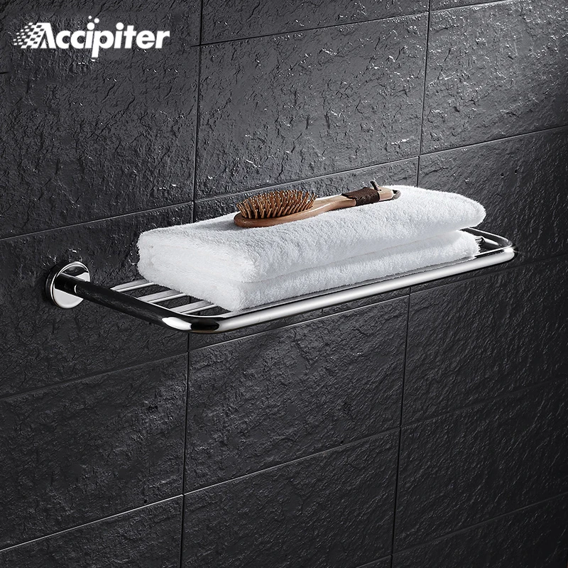 

Chrome Finished Bath Accessories Single Tier Bath Towel Shelf Towel Holder Storage Basket Shower Room Bathroom Shelves