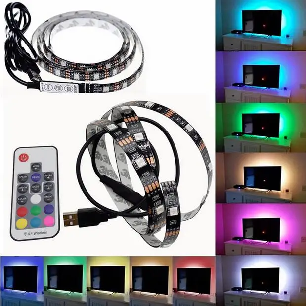 

USB LED Strip with RF Remote controller IP20/IP65 Flexible Strip Light 5050 RGB TV Background Lightgting