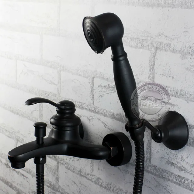 wall mounted one handle tub faucet & one hand shower.Black Oil Rubbed