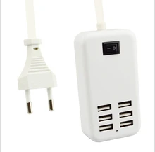 120pcs Portable 30W 6 Ports USB Desktop Home Charger 6 Outlets AC Power Adapter US EU Plug with 1.5m Line for Smart Phone DHL