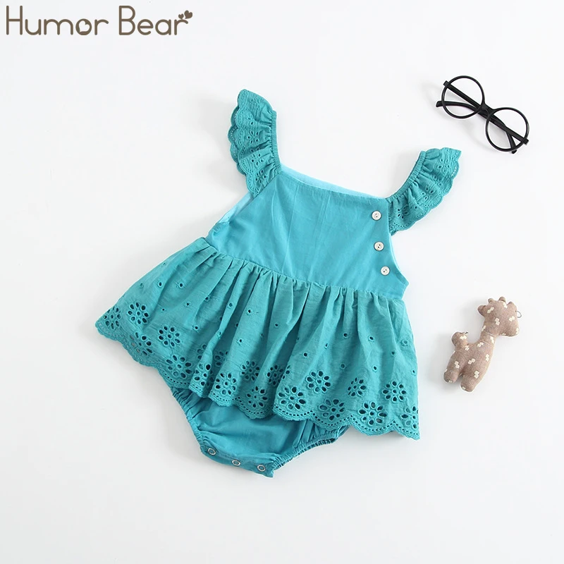 Humor Bear European And American Style Summer New Girl Baby Ha Ha Dress Cotton Triangle Embroidery Romper Baby Girls Clothes