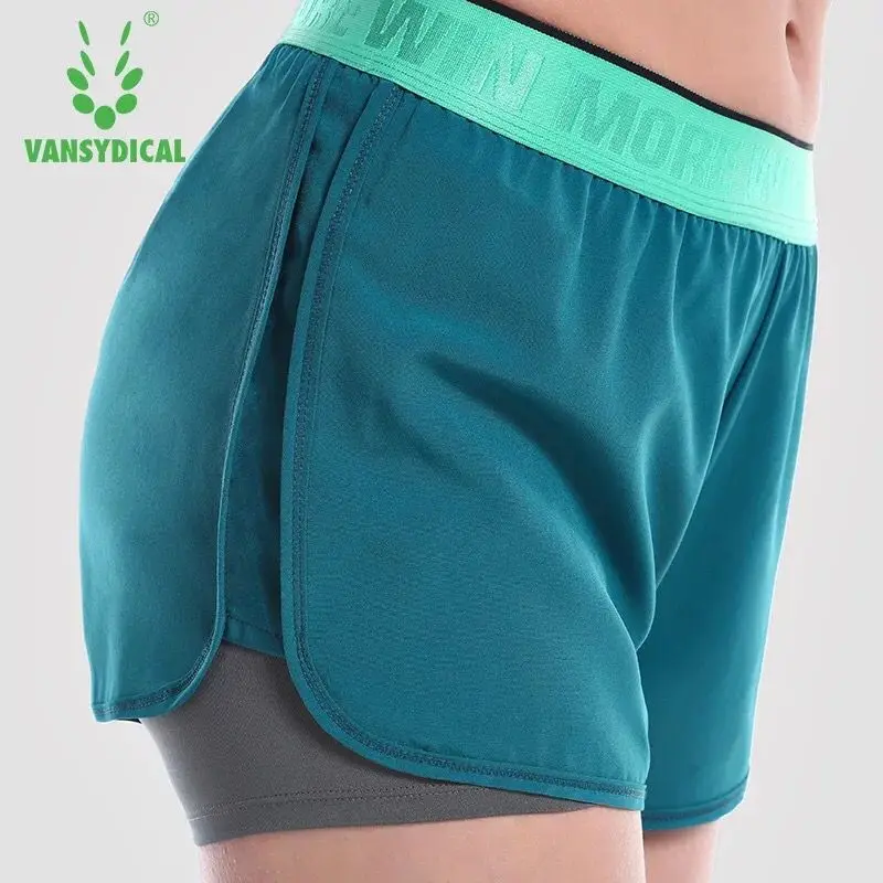 

Vansydical 2 In 1 Women Sports Yoga Shorts Workout Fitness Sport Running Shorts Double Layer Training Fitness Bottom Sportswear