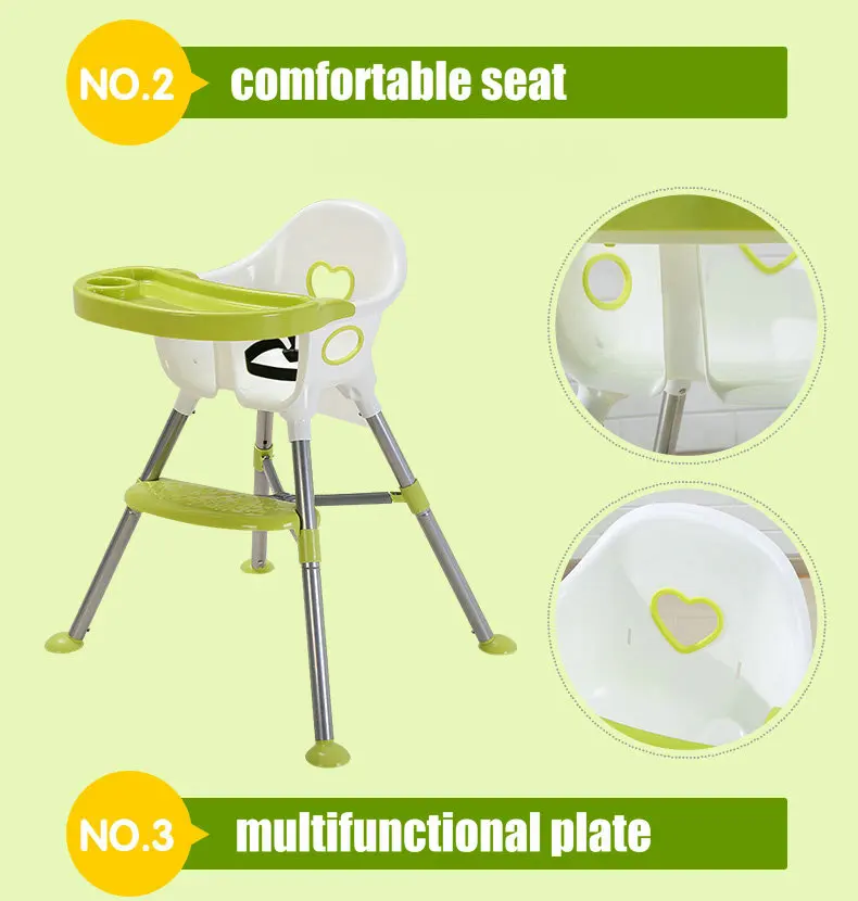 Baby High Chair Children Dining Chair 4In1 Portable Multi Highchair With Non Slip Foot Modern Safety Belt Kid Eat High Chairs For Home For 0-3 Years Old Children