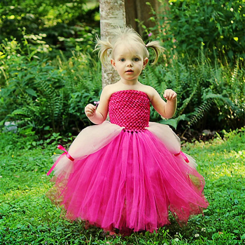 Neue Design Dornröschen Kostüm Baby Mädchen Kleid Pink Weiß Baby Mädchen Kleidung für Cosplay Partei Kleider