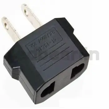 

US to EU EU TO US Power Plug Converter Adapter Adaptor USA to European Black Plastic Travel Converter