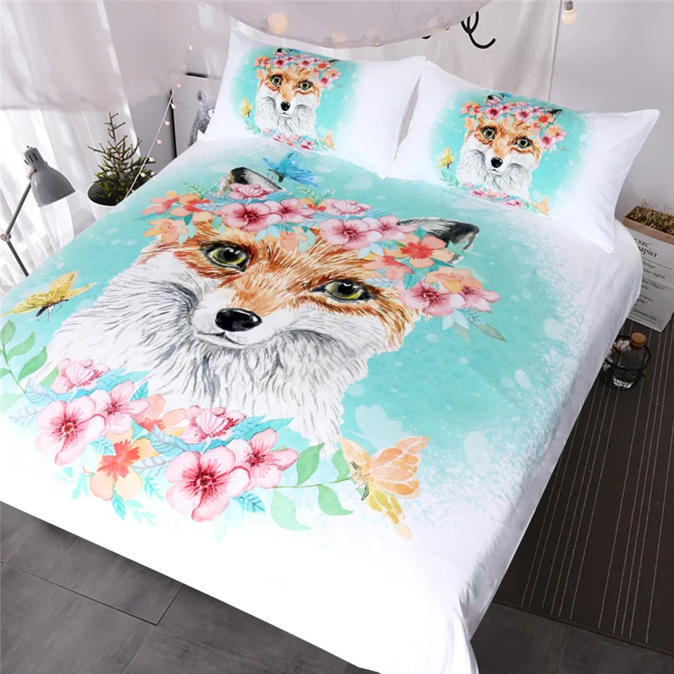 Buy BlessLiving Fox Girls Bedding Set Pink Floral