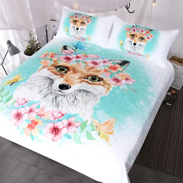pink floral bedding twin blessliving fox girls bedding set pink floral duvet cover watercolor animal 3piece bed pink floral bedding twin blessliving fox girls bedding set pink floral duvet cover watercolor animal 3piece bed