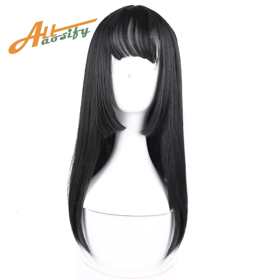Allaosify 20 ''длинные волосы Hime cut парики для Для женщин синтетические термостойкие