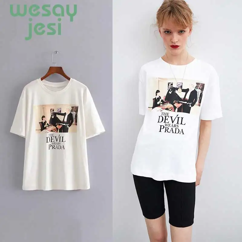 

2019 new character print white women t shirt summer 2019 o neck shory sleeve tops tee women t-shirts mujer