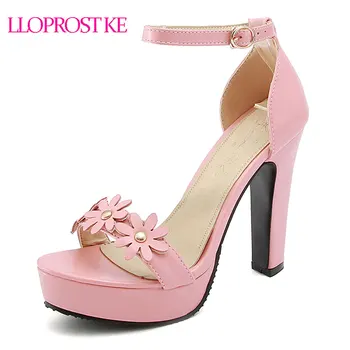 

Lloprost ke Women Fahion Peep Toe High Heels Sandals For Women Summer Buckle Strap Casual Women Shoes Plus Size 32-43 MY871