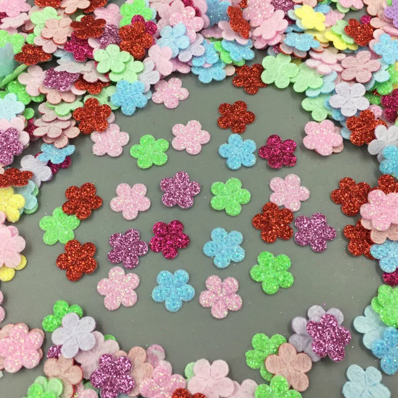 

DIY 1000pcs Mini flower Mixed Cherry Felt Appliques Cardmaking crafts 13mm