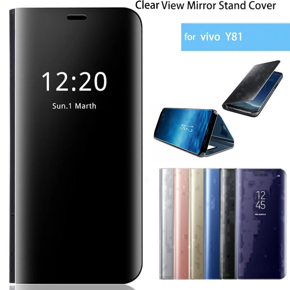 

Luxury Smart View Mirror Leather Flip Stand Case Cover for VIVO Y81