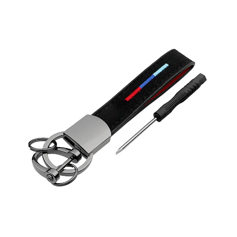

Car Styling Leather Belt Chrome Keyring Keychain Key Chain For BMW M Sport