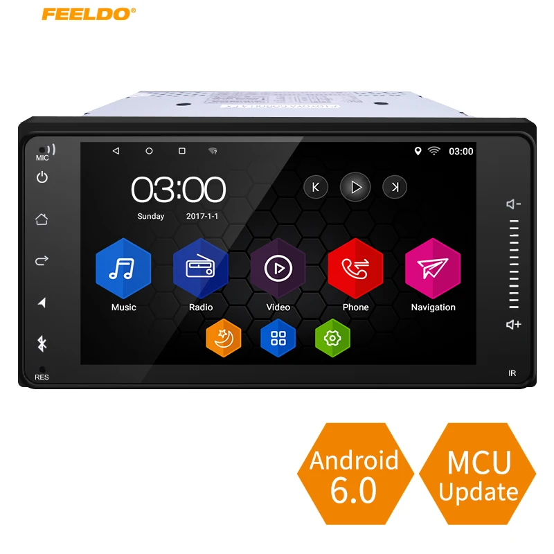 FEELDO 7 дюймовый короткий чехол Android 6 0 четырехъядерный с GPS Navi Радио для Toyota 2DIN