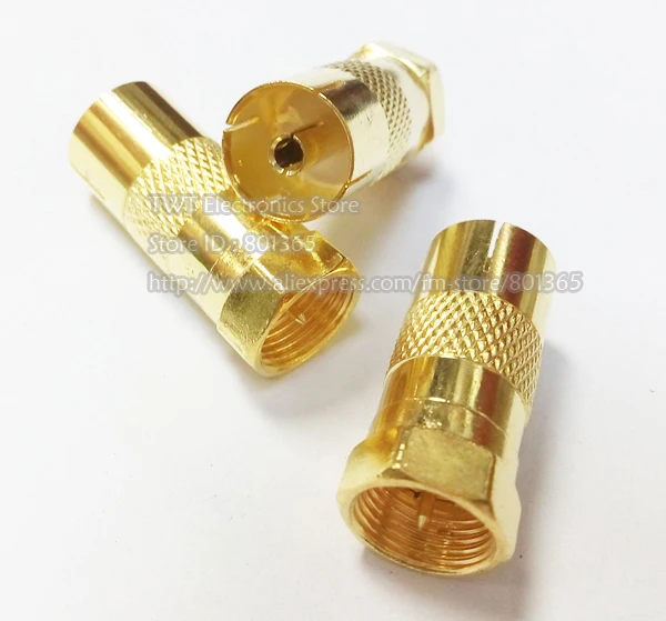 

Free shipping F Male to PAL Female Connectors gold color F male plug to IEC PAL DVB-T TV female jack RF adapter connector 5Qty