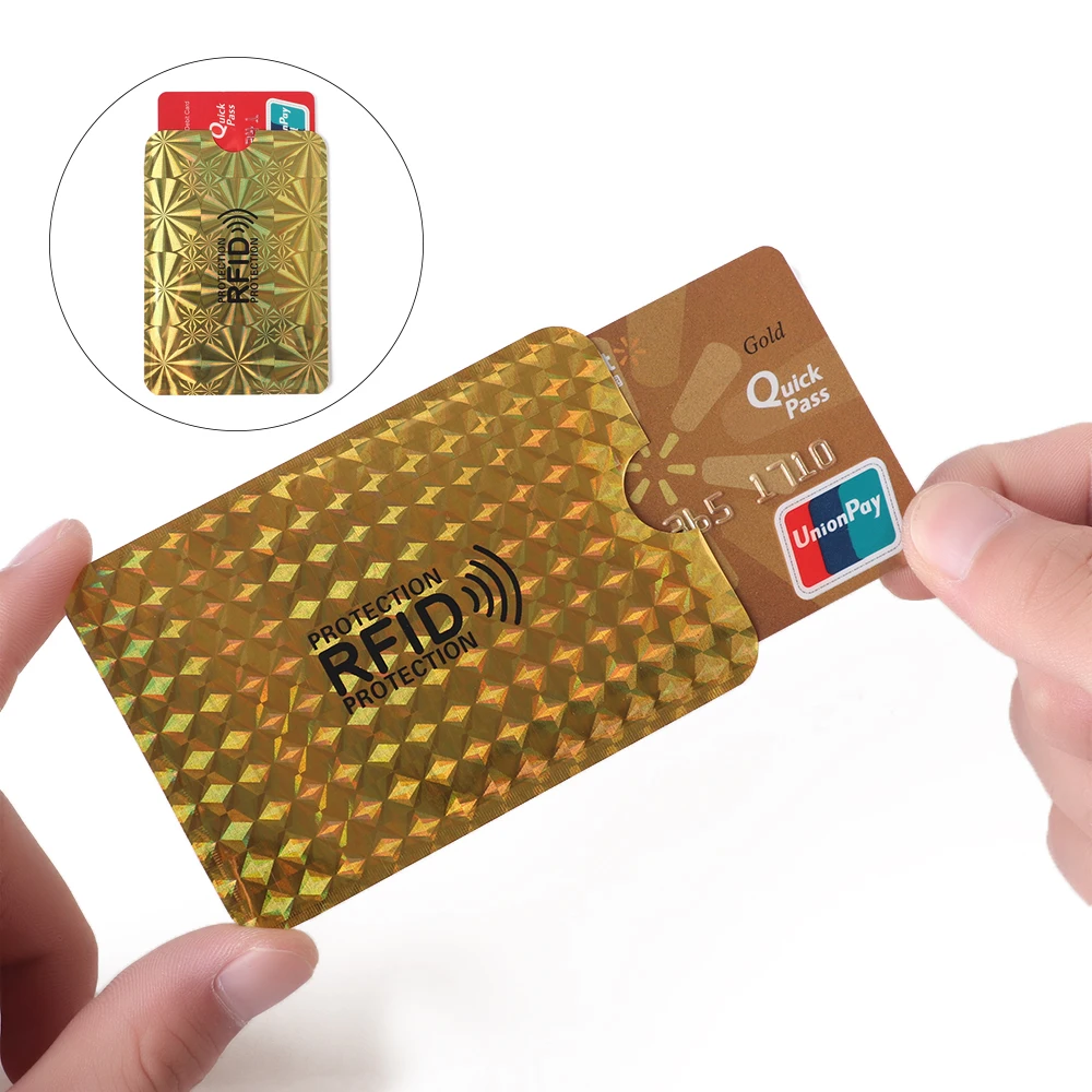 5 шт., противокражный чехол из алюминиевой фольги, набор банковских карт, защищающая RFID сумка, NFC, Противоугонный чехол, щетка для защиты ID карты, блокирующий считыватель
