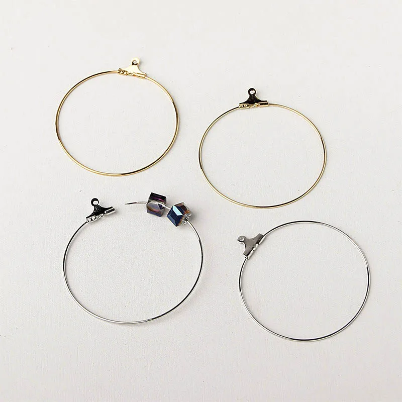 

20pcs 30 40mm Big Circle Earrings Base For DIY Jewelry Making Hoops Earrings Silver Gold Earwire Hanging Ear Hook Accessories