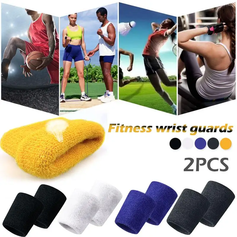 

HOT 2PCs Wristbands Sport Sweatband Hand Band Sweat Wrist Support Brace Wraps Guards For Gym Volleyball Basketball