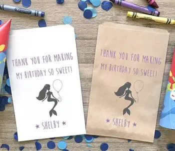 

custom name Mermaid under the sea Birthday candy Buffet treat gift bar bags Baby Shower Bakery Cookie Favor packets
