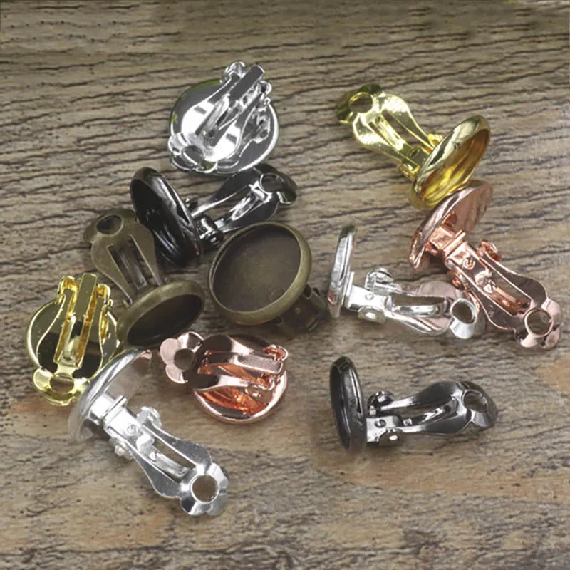 

20pcs 10/12/14/16mm French Ear Clip Setting Finding Blank Earring Setting For DIY Jewelry Making Round Cabochon Base Accessory