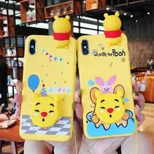 Cartoon Winnie Pooh Case For OPPO F9 Soft Doll Phone Strap Rope Case For OPPO F5 F7 F11 Pro A5 A7 A37 A59 A83 A77 A79 Cover goowiiz красный черный oppo a37