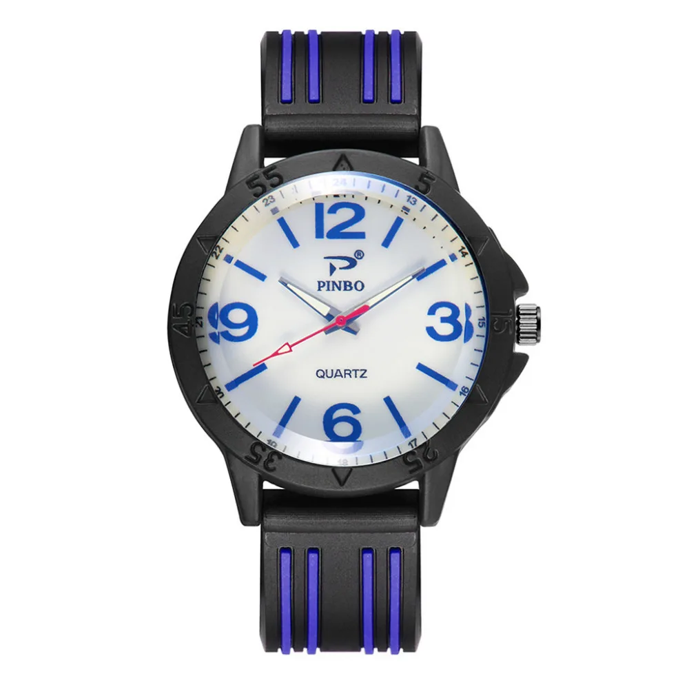 Mens Business Male Clock Soft Silicone Rubber Strap Sports Simulated Quartz Watch Fashion Classic Tungsten Steel Wristwatches