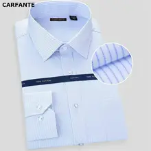 CARFANTE Высококачественная Мужская рубашка из хлопка, формальная полосатая рубашка с длинным рукавом, Размеры S M L XL XXL XXXL-8XL