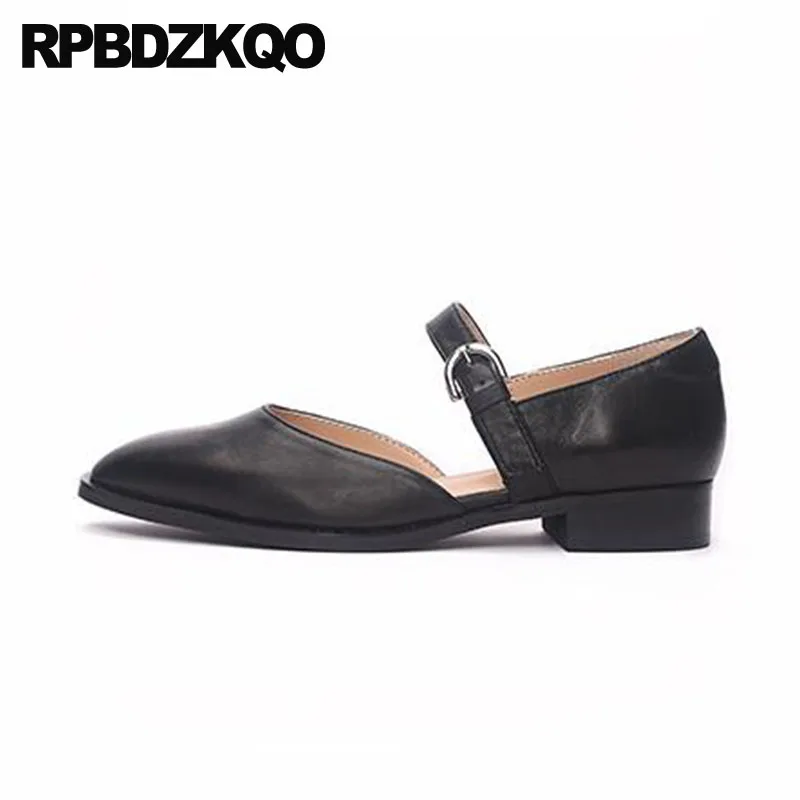 

Sandals Genuine Leather Mary Jane Black China Designer Shoes Women Luxury 2018 Flats Ladies Pointed Toe High Quality Chinese