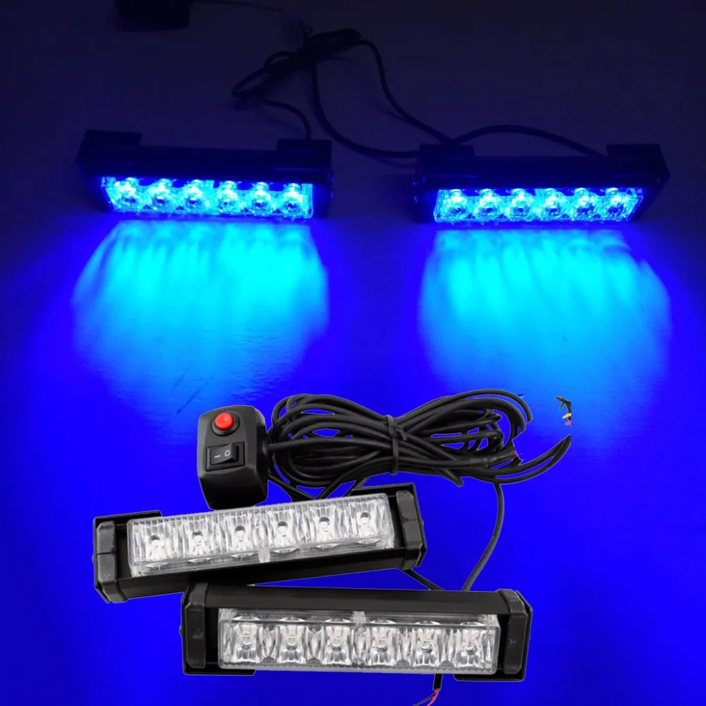 High Power 36W 12V 2 x6LED Strobe Warning Light Bar Trailer Marker