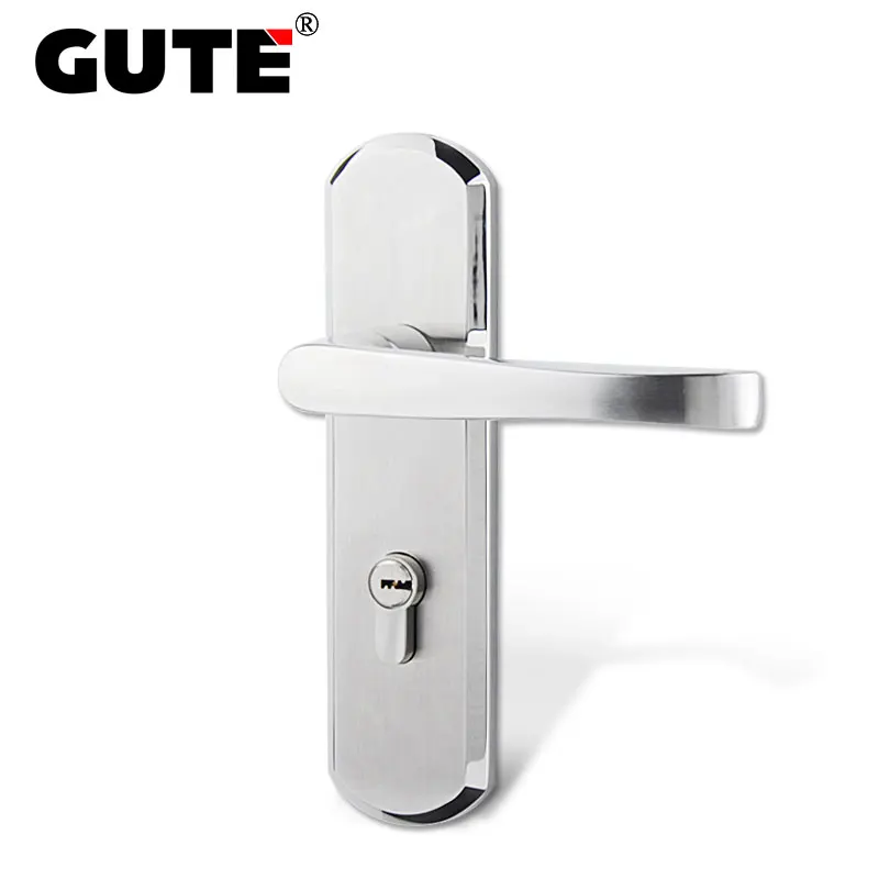 

GUTE Door Lock Stainless Steel Interior Door wood Durable Door Handle Lock Home Security with Keys Anti-theft Gate Lock Brushed
