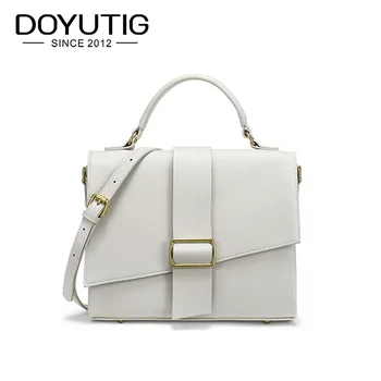 

DOYUTIG Brand Spring Real Genuine Leather Handbag Woman Square Vintage Crossbody Bags For Women Shoulder Messenger Bags F670