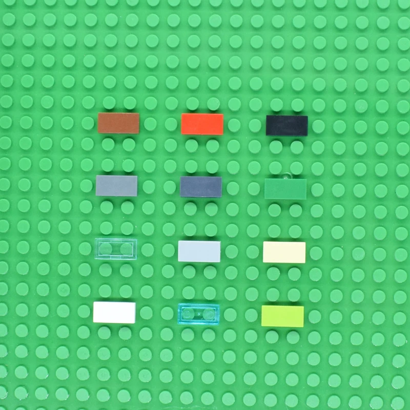 

100Pcs Flat Tile 1x2 DIY Enlighten MOC Plastic Building Block Bricks Toys For Kids Compatible With Legoed Assembles Particles