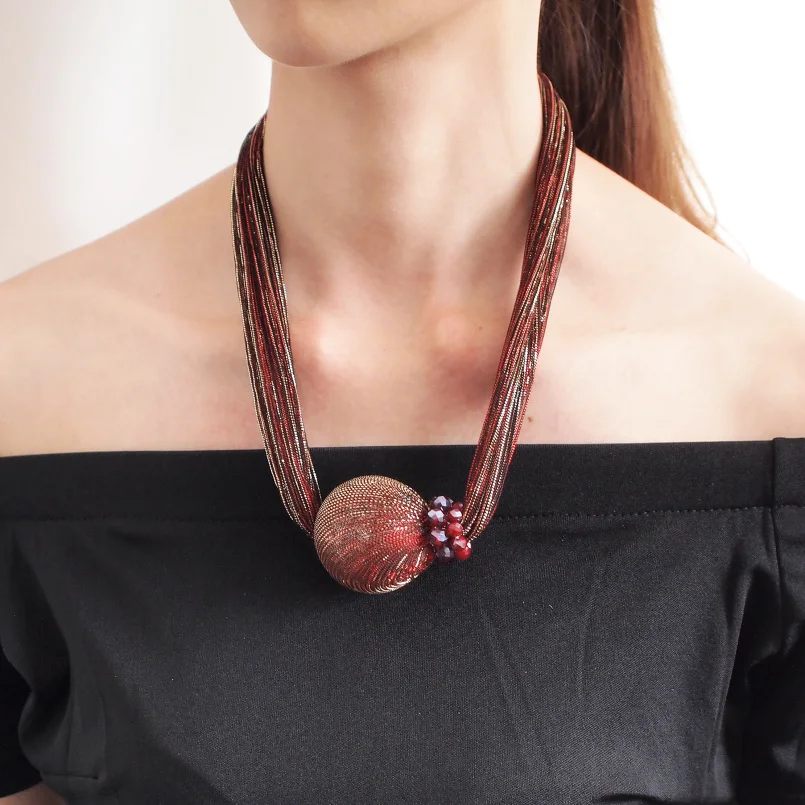 MANILAI Silk Wrap Big Simulated Pearl Choker Necklaces For Women Fashion Jewelry Crystal Beads Collar Statement Pendant Necklace