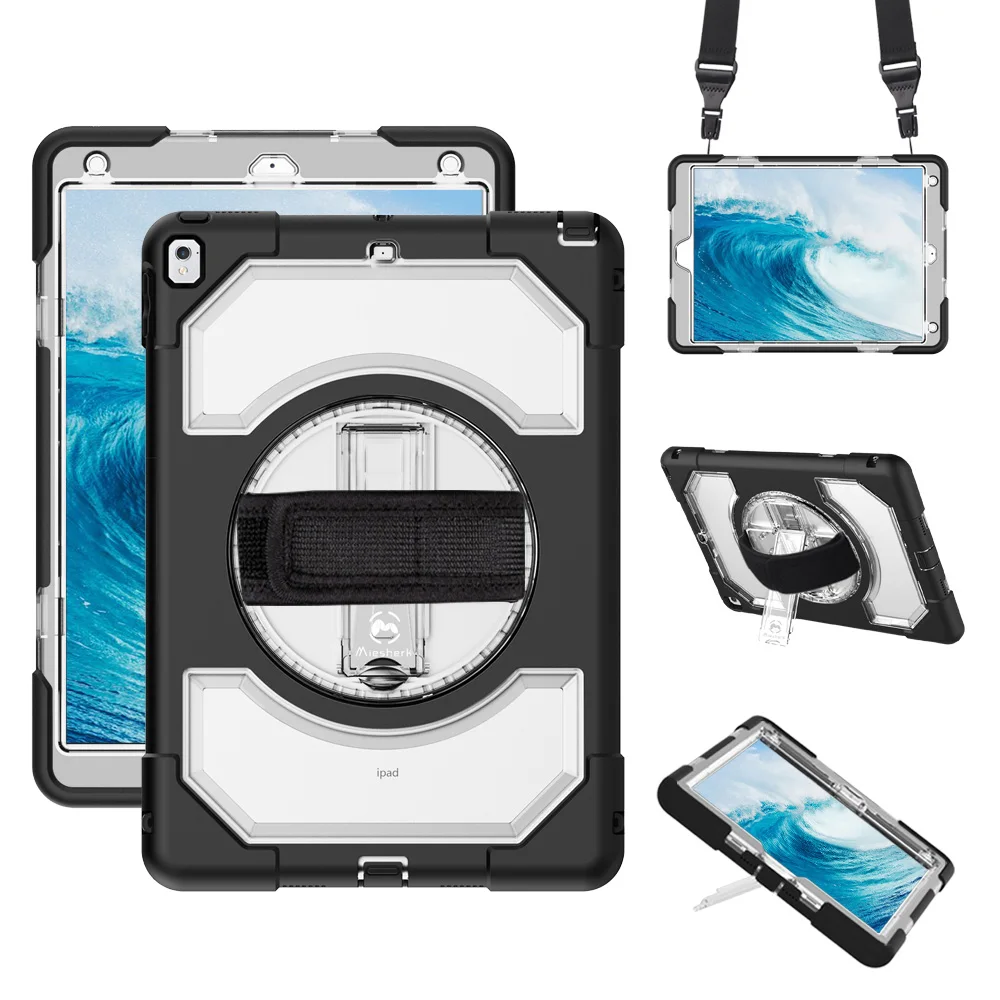 

For iPad Case 10.5 Pro Shockproof Heavy Duty Protection Tablet Cover with 360 Hand Strap and Neck Strap for 10.5 inch-Miesherk