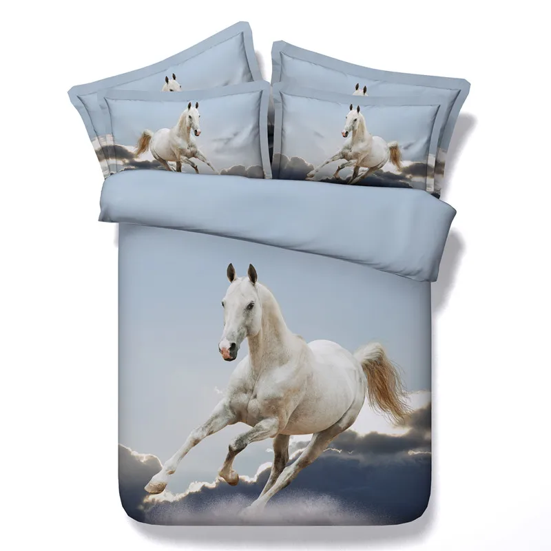 

luxury Europe HD 3D Horse Print bedding sets Designer 4pcs cotton bed linen Duvet cover King Size Bed Sheet Pillowcases