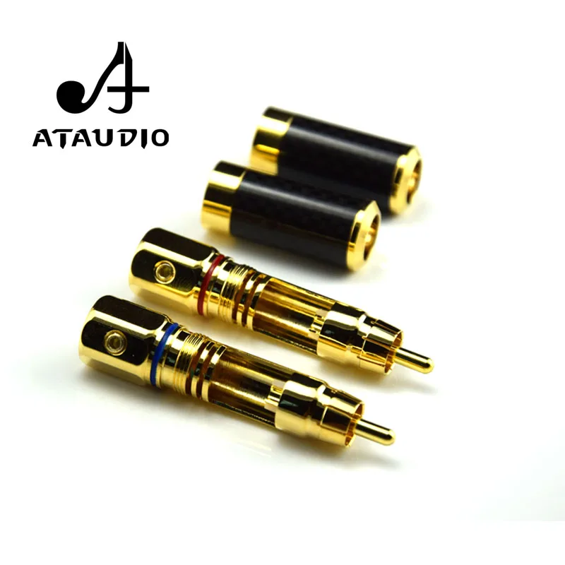 RCA разъем ATAUDIO 4 шт. Hi Fi высококачественные Позолоченные коннекторы из углеродного