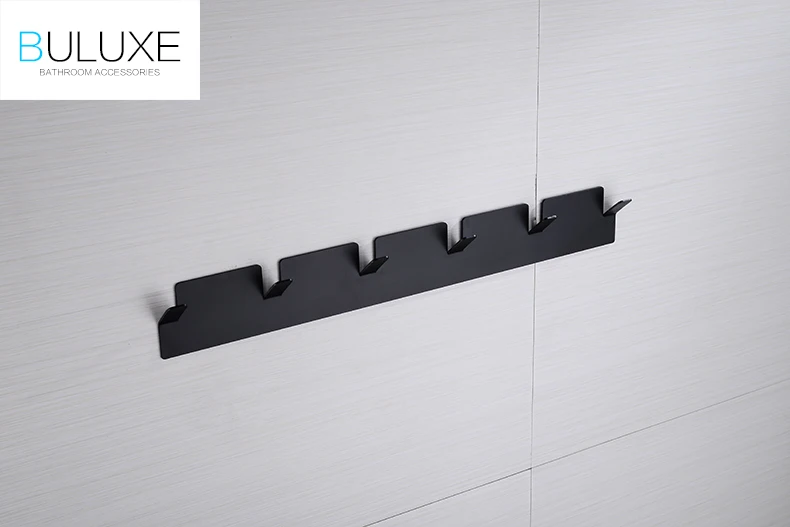 Bulux, новинка, нержавеющая сталь, для ванной комнаты, самоклеющиеся 6 крючков для халатов, белая и черная настенная вешалка, крючки, аксессуары для ванной, DR8A53