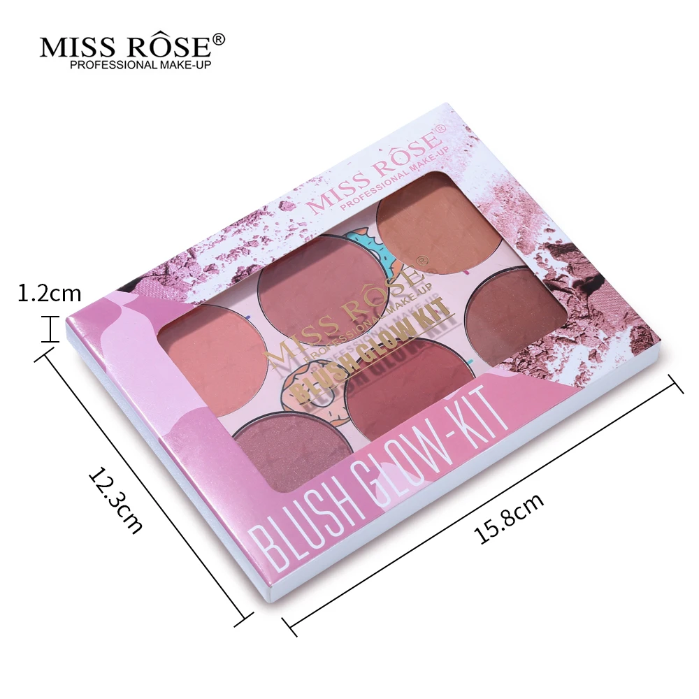 6 цветов Miss Rose Blush Glow Kit пудра Румяна Палитра Макияж контур палитра для макияжа Косметика для лица