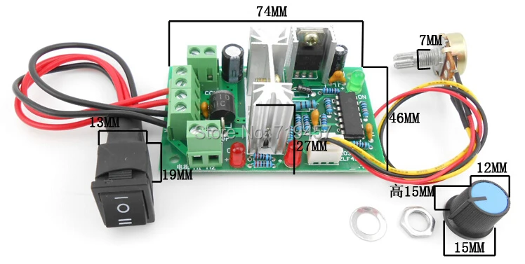 Скорость двигателя постоянного тока 10V12V24V36V Реверсивный Переключатель PWM DC контроллер 150W