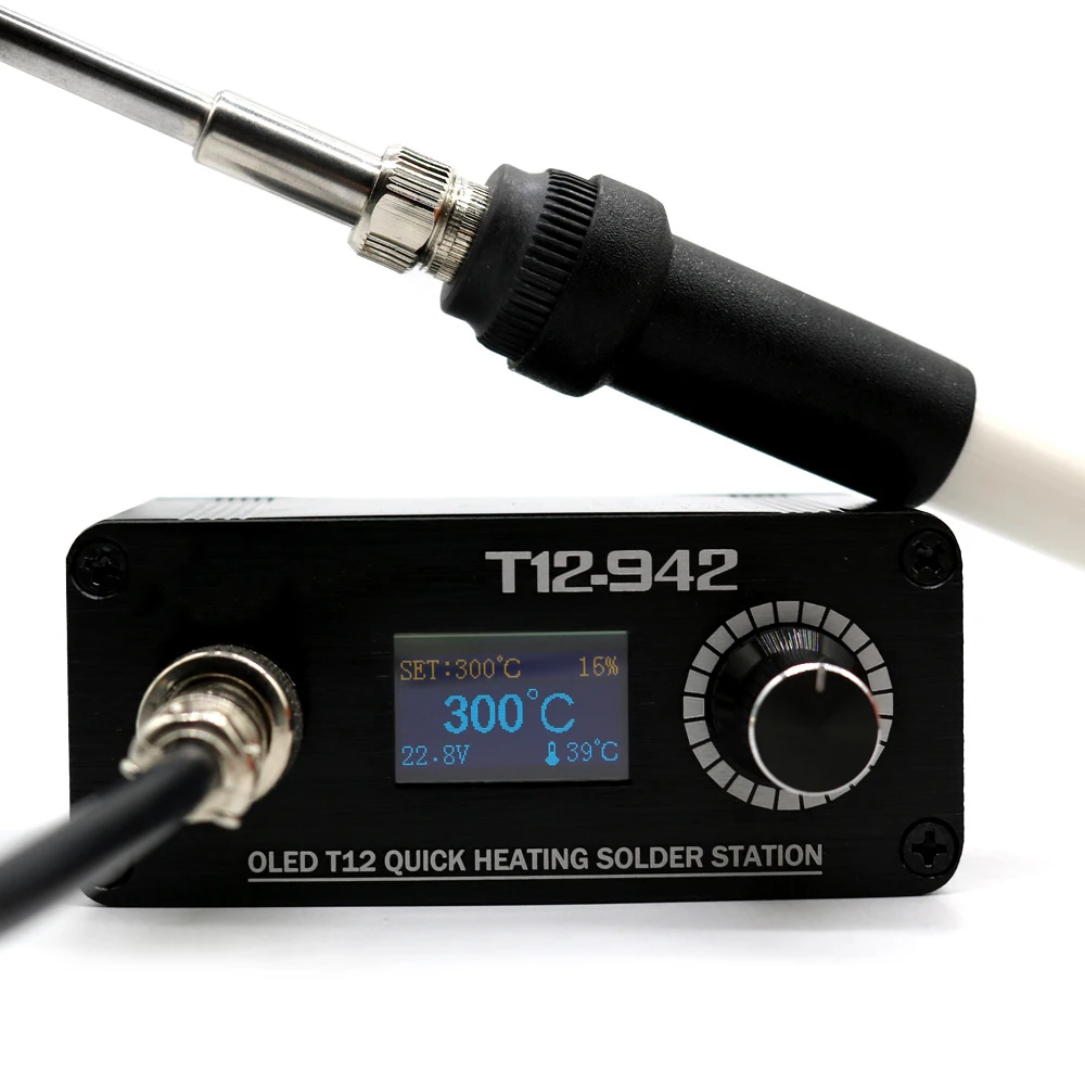 

ALLSOME T12-942 MINI OLED Digital Soldering Station T12-907 Handle with T12-K Iron Tips Welding Tool HT1915