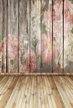 Laeacco Flowers Painted Wooden Board Floor Portrait  Photography Backgrounds Customized Photographic Backdrops For Photo Studio