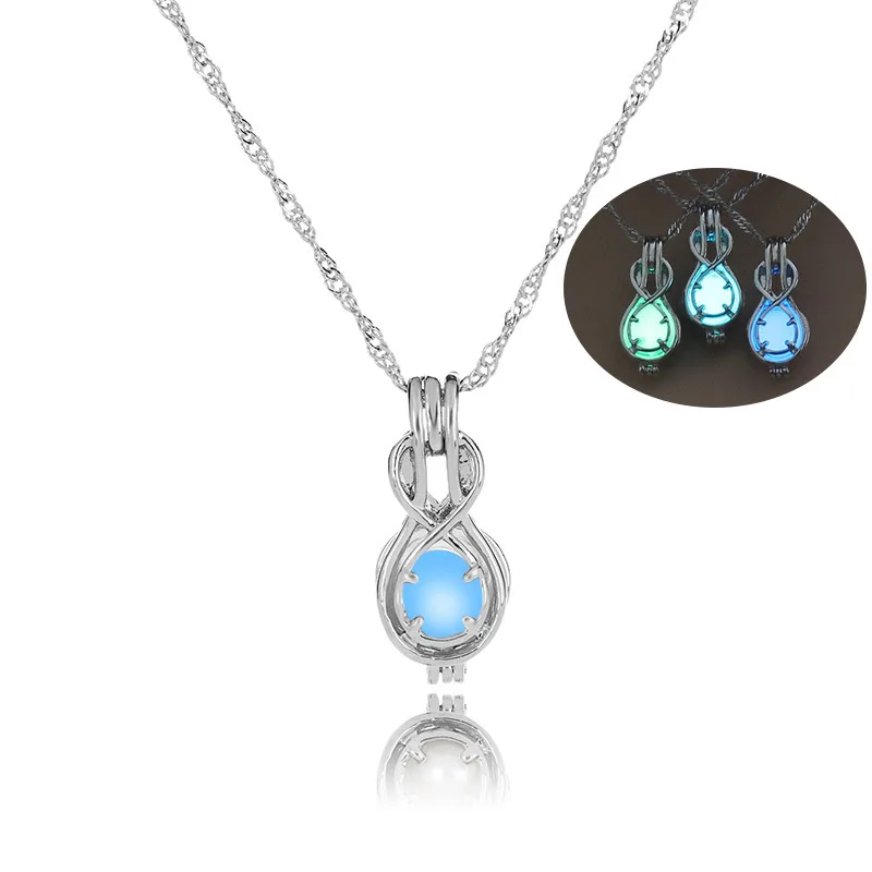 Fashion luminous bead necklace hollow Heart Sharp guitar pendant Dropshipping