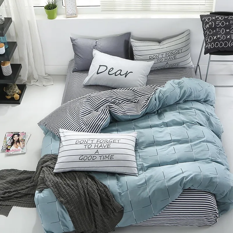 

Cotton Bed Fitted Sheet Set 2 sizes with duvet cover Nordic simple printed bedding bedsheet sets 4pcs sabanas cama matrimonio